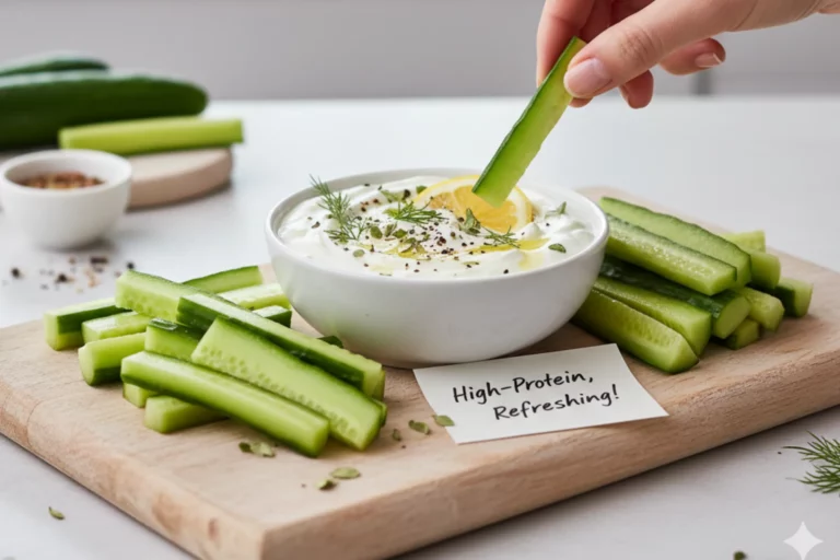 Our Favorite High-Protein, Refreshing Snack: Cucumber Sticks with Greek Yoghurt Dip